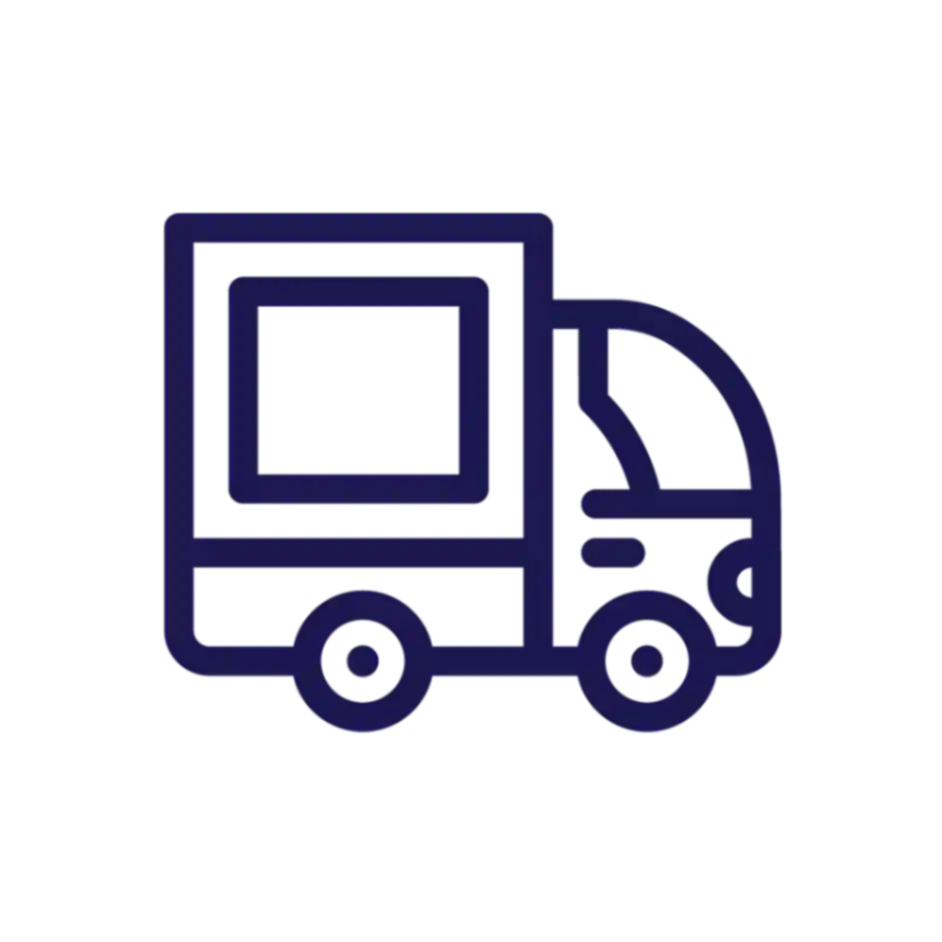 Outline of a delivery truck on a white background